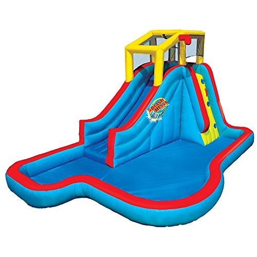 Banzai BAN-35076 Slide N Soak Splash Park Inflatable Outdoor Kids Water Park Play Center with Slides, Pool, and Air Blower Motor